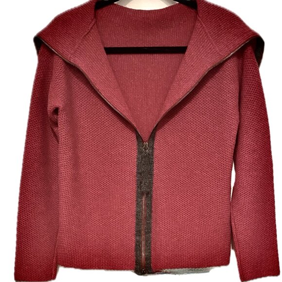 😊Brunello Cucinelli Wool Cashmere Hi-Neck Sweater Zipper Cardigan Womens Sz 44 - Picture 4 of 10